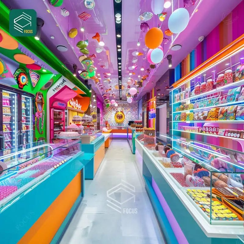 Wooden Candy Display Tables High End Nuts Shop Design Factory Made Snack Display Rack Furniture