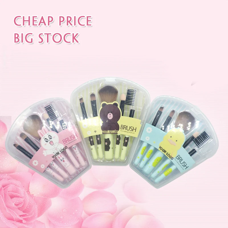 Factory Direct Supply 5 Makeup Brushes Set For Beginner Portable Makeup Tools Blush Foundation Helloed Kitty Eye Shadow Brush