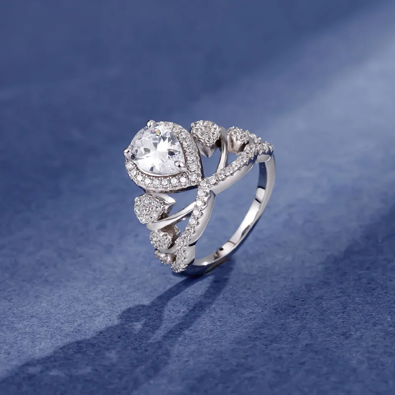 Zircon Fine Jewelry Luxury CZ S925 Sterling SIlver 6*8 Big Stone Cubic Zirconia Princess Crown statement Rings for women