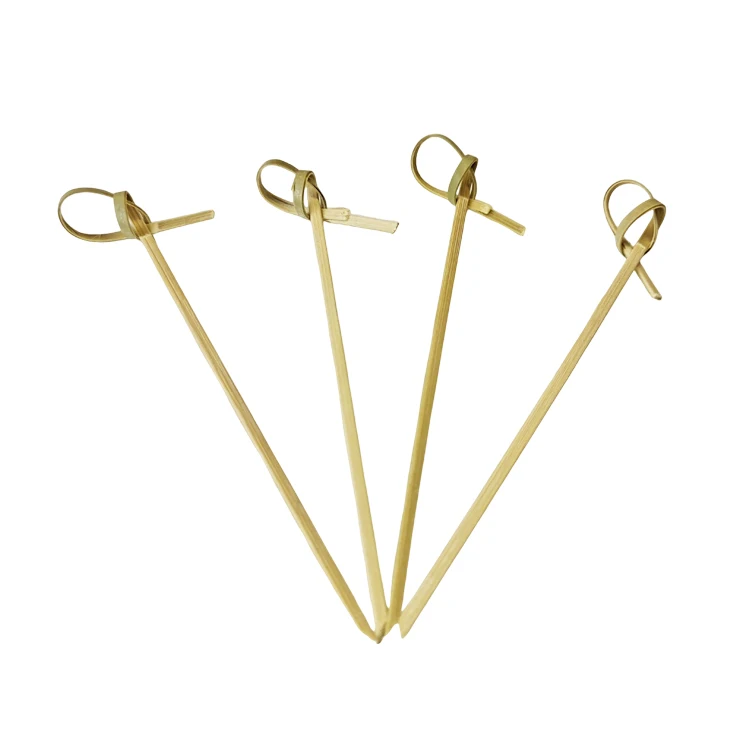 Round BBQ Tools Bamboo Sticks for Sale for Party Handmade with Knot of Custom