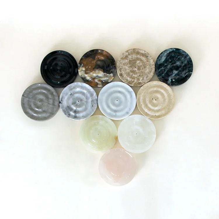 Home Decorative Quartz Carved Gemstone Natural Modern Custom Round Marble Stone Crystal Stick Incense Holder