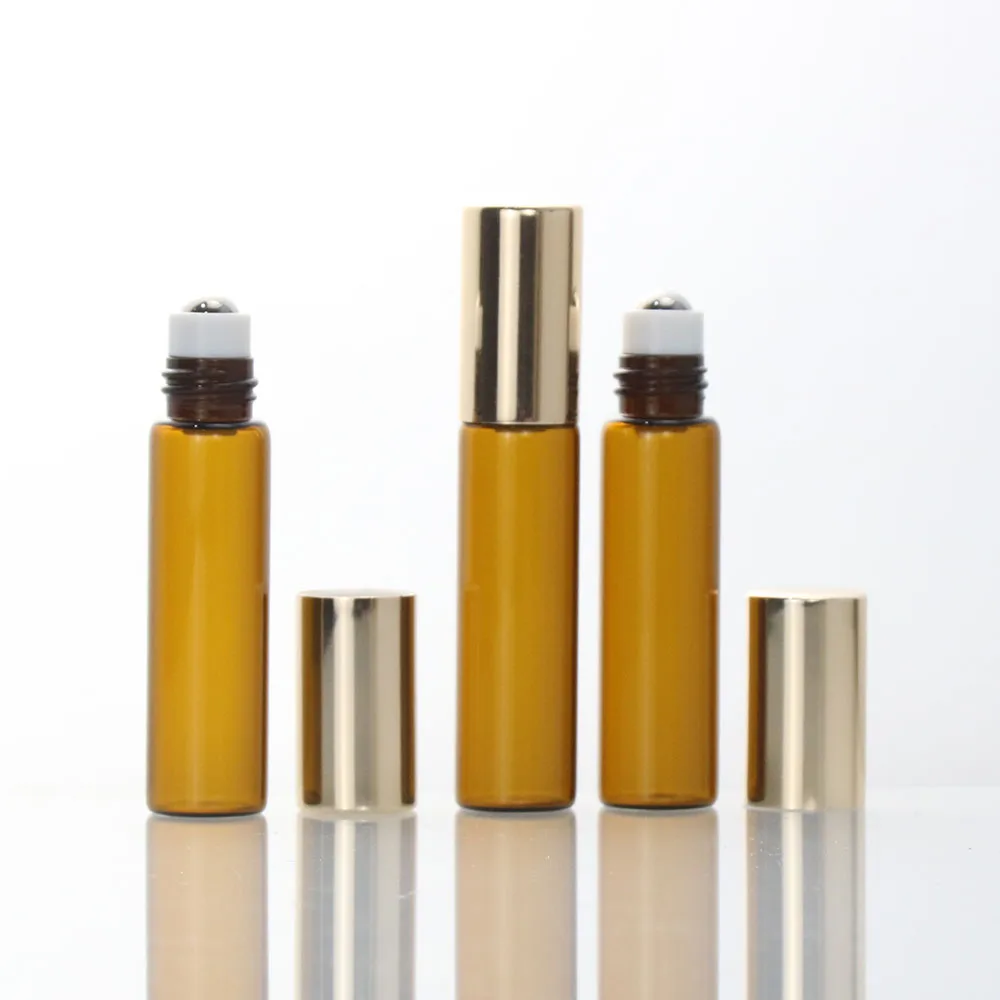 1ml 2ml 3ml 5ml 10ml  roll on glass clear green blue amber essential oil metal roller bottle with roller