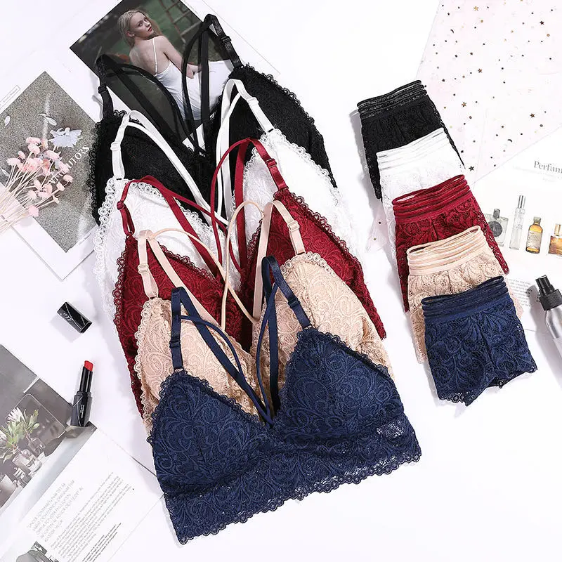 Новинка, кружевное нижнее белье, женский бюстгальтер с запахом на груди, сексуальный бюстгальтер с глубоким вырезом, комплект с красивой спинкой