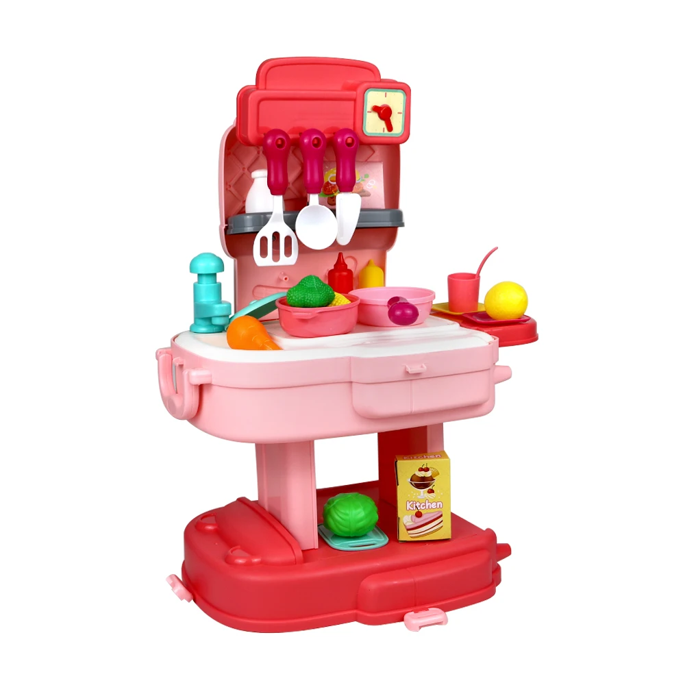 
Top Selling play house world 2 In 1 Tableware Backpack toys kitchen play set  (1600181104623)