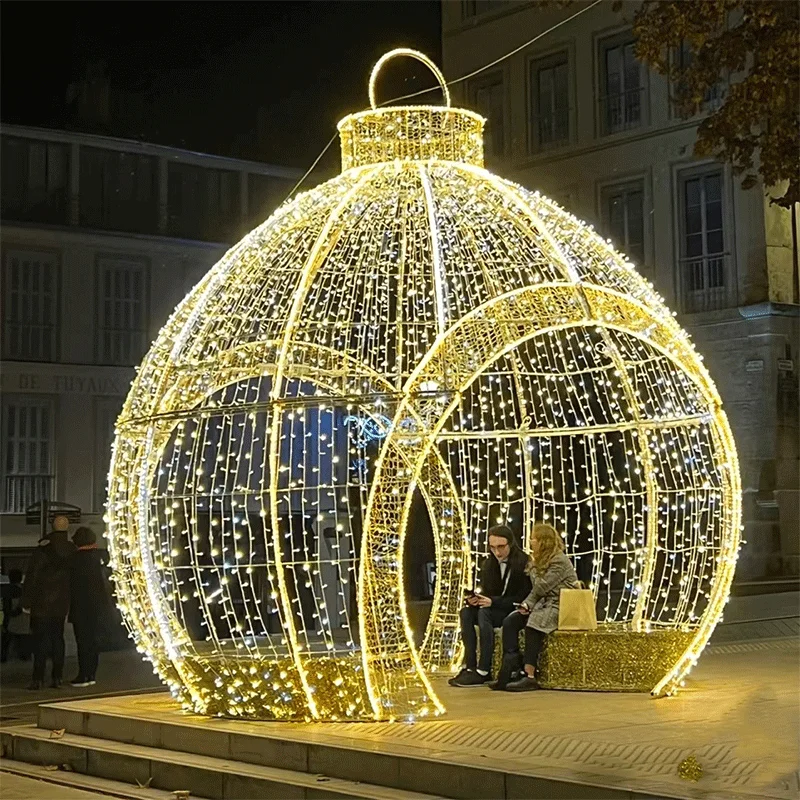 Customized Outdoor Waterproof Large Christmas Led Light Ball Luxury Commercial Street 3D Decoration