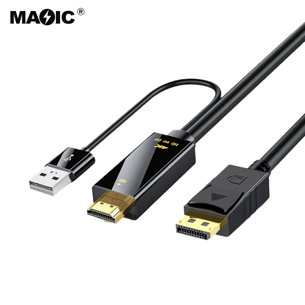 OEM 4K*2K 60HZ Male To Male HDMI To DP Adapter Cable 1.8M 4K Hdmi To Display Adapter  For Laptop Computer Accessories