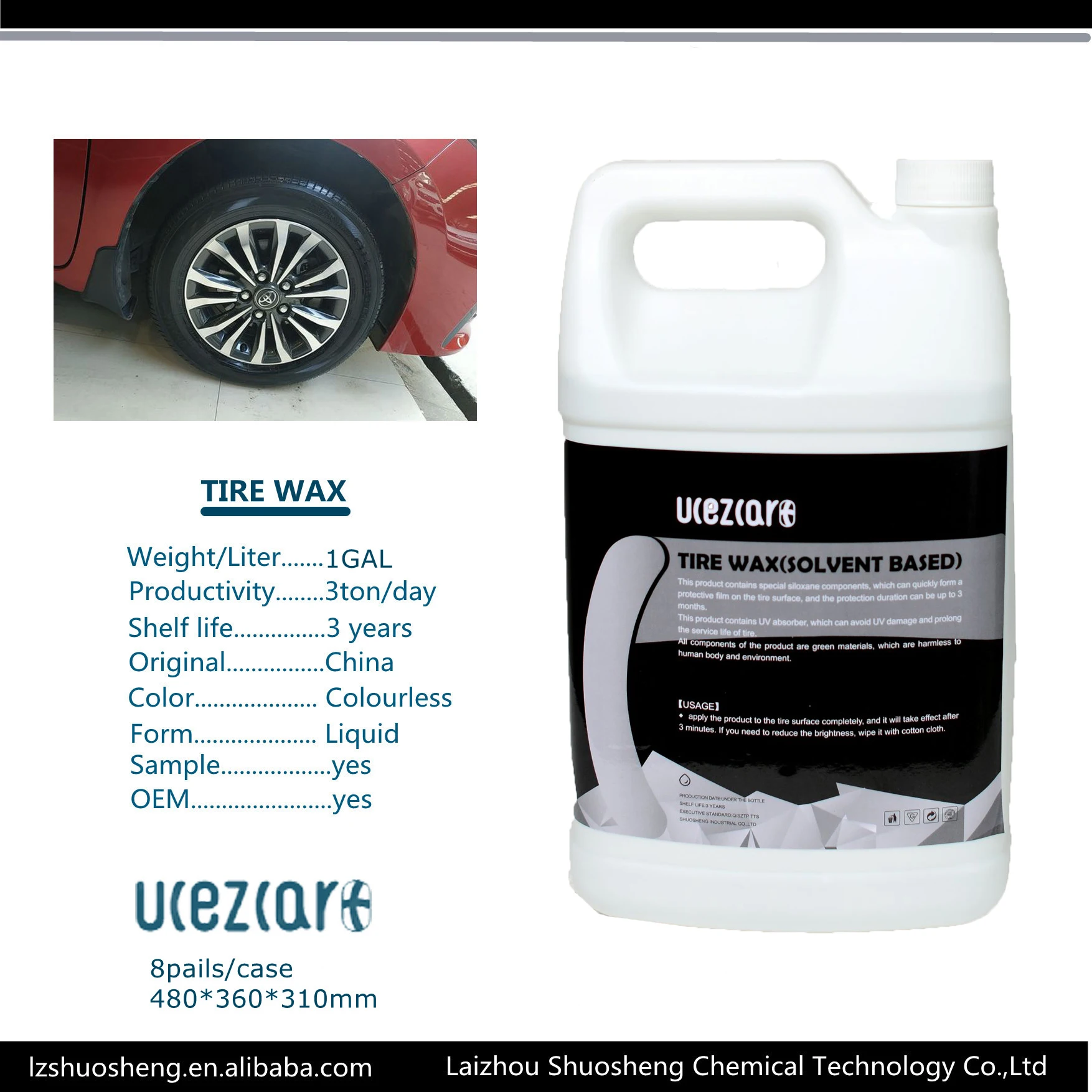 Factory price cera para carros UCEZCAR+ 500ml car type detailing tire shine silicone water based shine spray fast drying coating