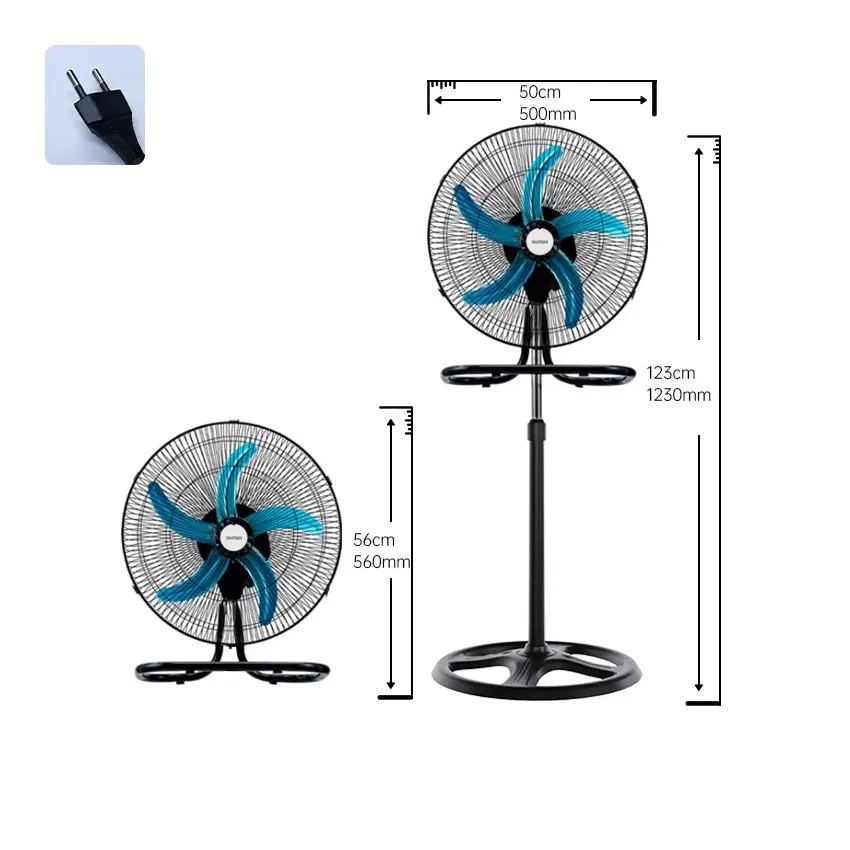 Easy Assembly and Cleaning Wide Air Flow Standing Fan Mechanical Panel 18 Inch 3 in 1 Fans