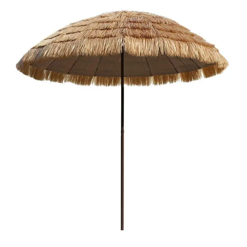 Modern Design Outdoor Iron Pole Umbrella Waterproof Sun & Rain Parasol with PP Straw for Garden Patio Beach Hotel or Park