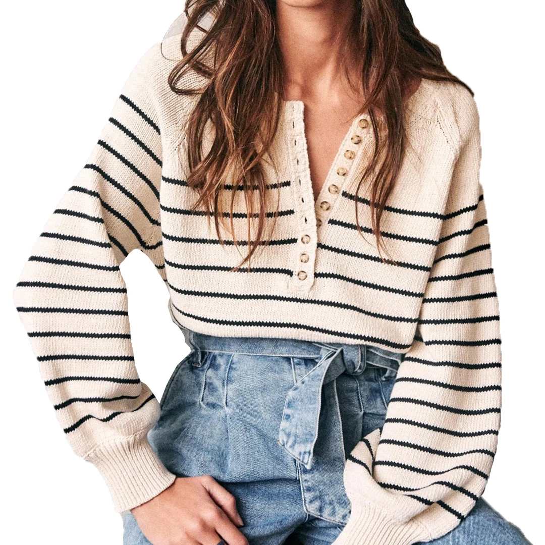 2021 весенне-зимняя одежда, черный и белый полосатый свитер для изготовления на заказ, пуловер, укороченный топ, дизайнерские женские свитера