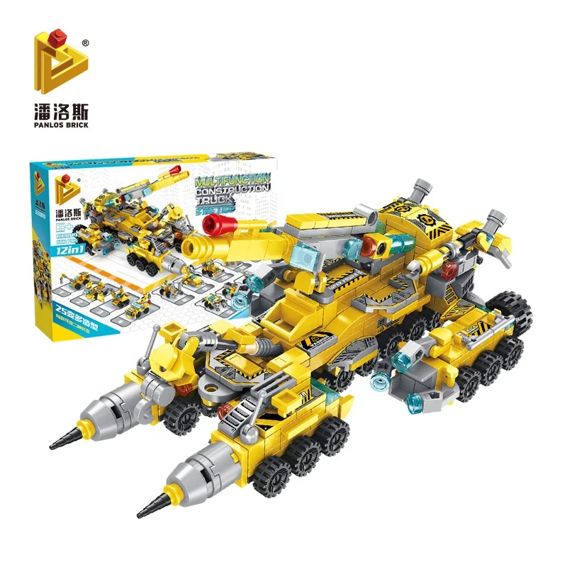 Panrose 633019 composite engineering truck fire truck robot assembly small particles children boy assembly play