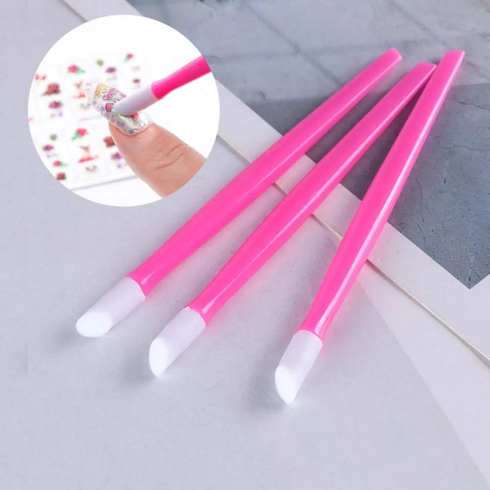 Hot Sales Plastic Handle Colored Nail Sticks For  Women Nail Cuticle Pusher Rubber Pressing Pen