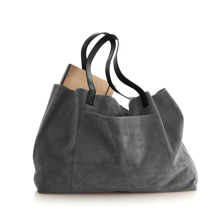 Wholesale Monogram Women Vintage Blank Suede Leather Tote Bag Handbag