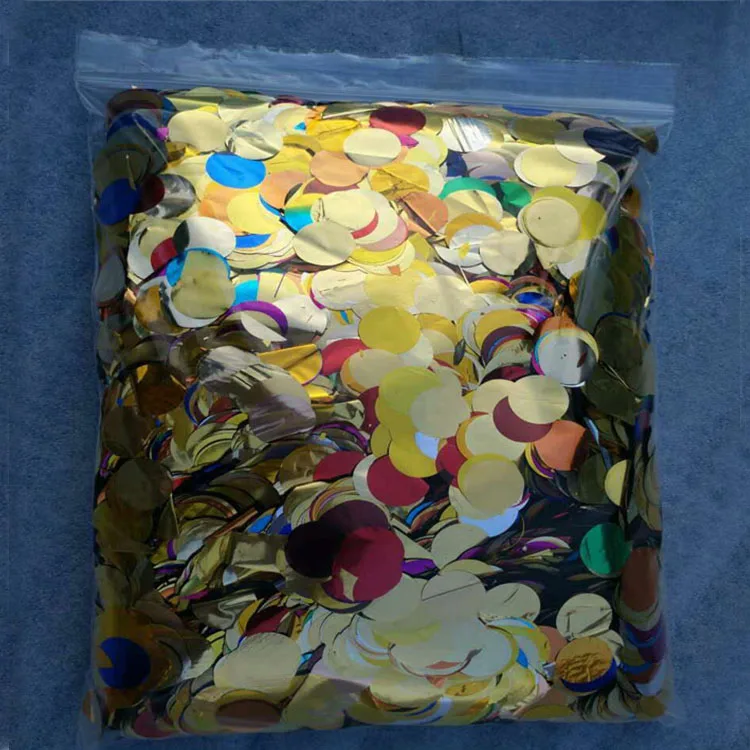 
Black, Gold, White Mixed Circles Tissue Paper Confetti 1 inch Wholesale 