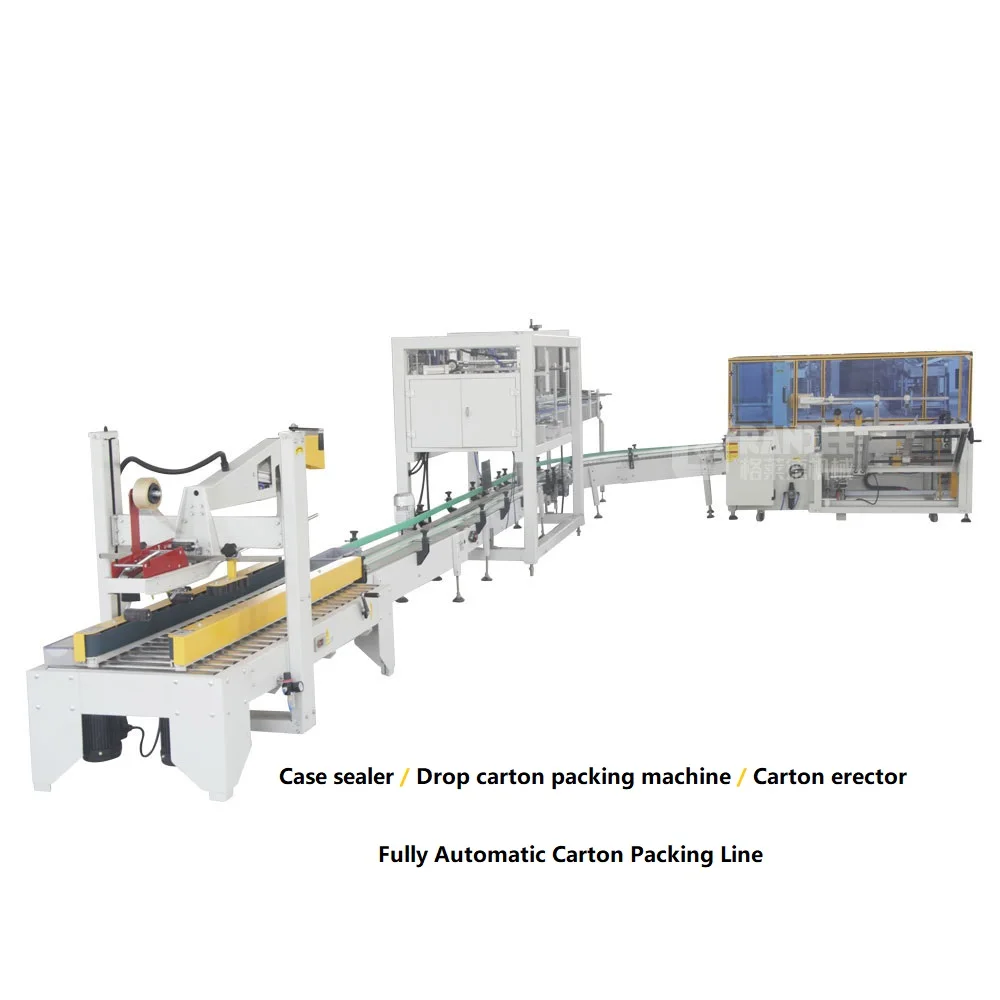 Low price drop type case packing machine/ automatic falling bottle carton box packer