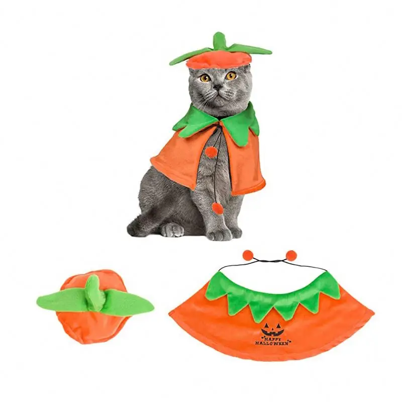 2023 Wholesale designer cute funny luxury  pumpkin pet cat dog party costumes cloak Halloween dog clothes