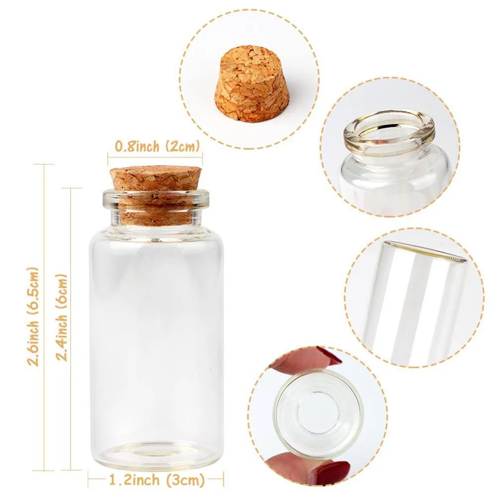Cork Stopper Glass Bottle Vials Jars with Cork Wishing Bottle Wedding Favor