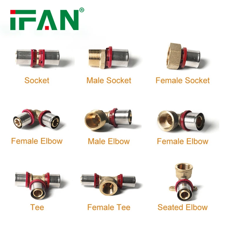 IFAN High Quality PEX Pipe Fittings Equal PEX Fitting 16 - 32MM PEX Brass Press Fittings