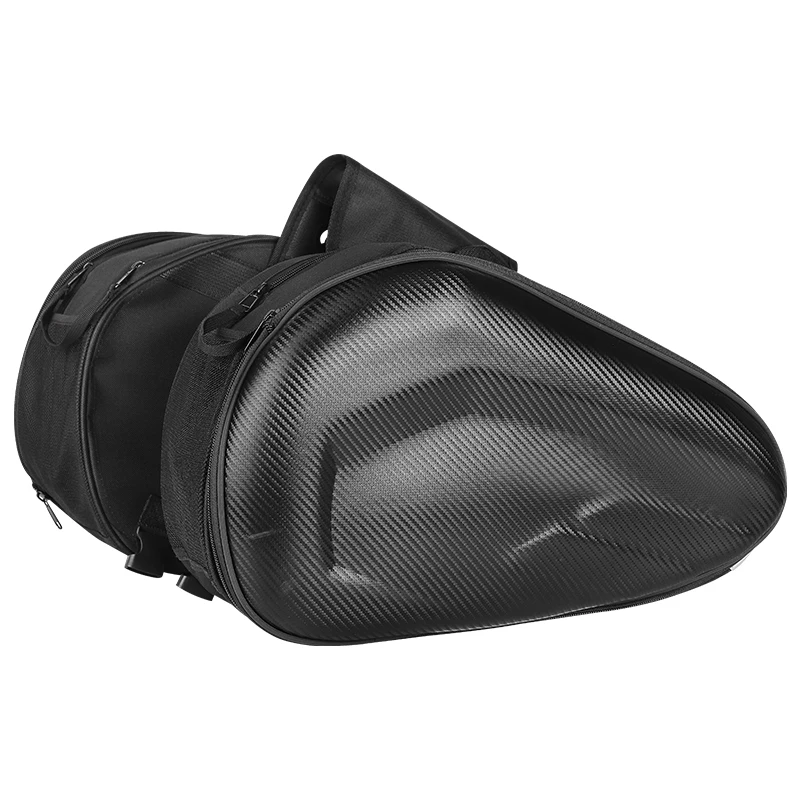 New Arrival Oxford Waterproof Motorcycle Racing Helmet Bags with Rain Cover Moto Luggage Saddle Bags PVC Carton 36L-58L Black