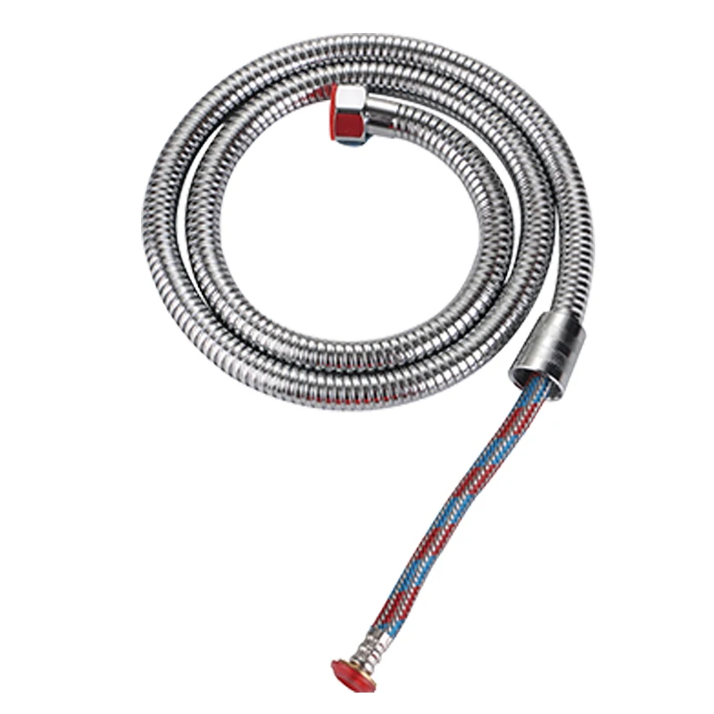 Polished Double Lock Pull Out Shower Hose Chrome Plated High Density SS Wire Braid Shower Pipe Shower Hose with Brass Nut