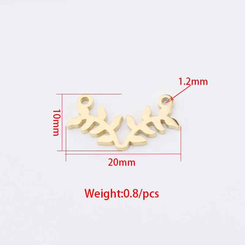 Diy Jewelry Component Accessories Two Holes Connector Stainless Steel Leaf Branches Shape Pendant Charms Connector For Bracelet