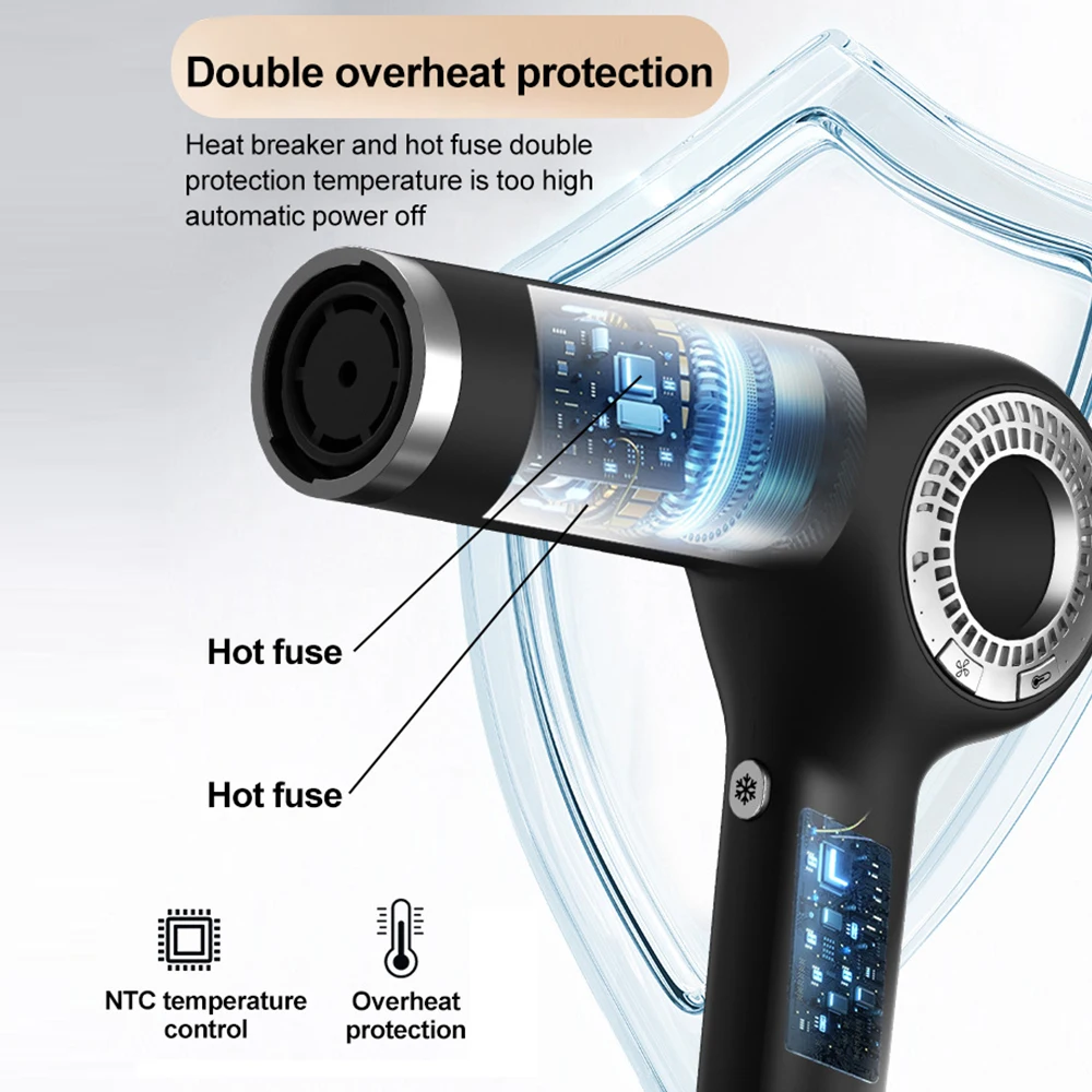 New Custom Cool and Hot Air Noise Reduction Blower Lightweight Portable Bldc Brushless High Speed Hair Dryer Professional Salon