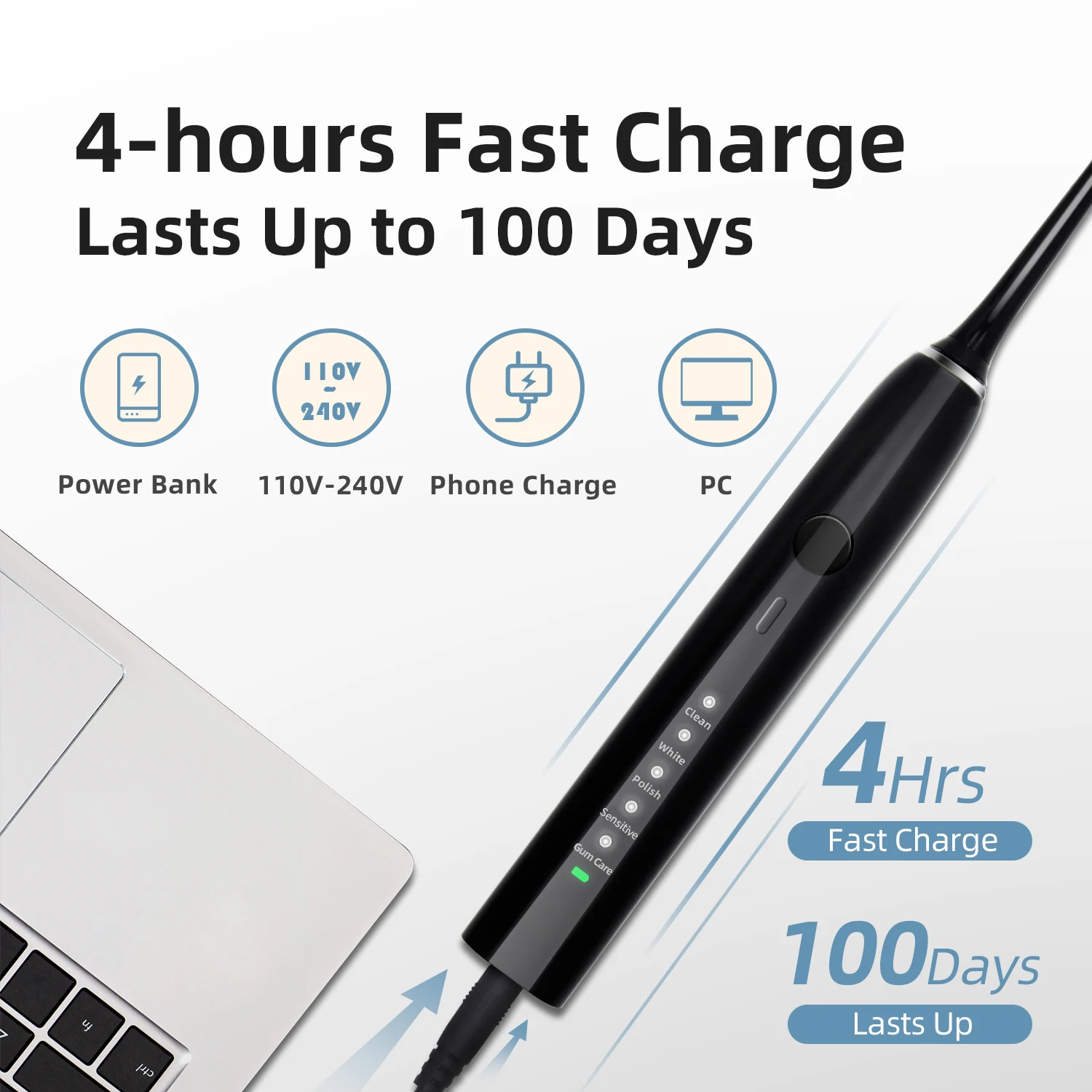 Sonic multifunction electric toothbrush with smart pressure sensor