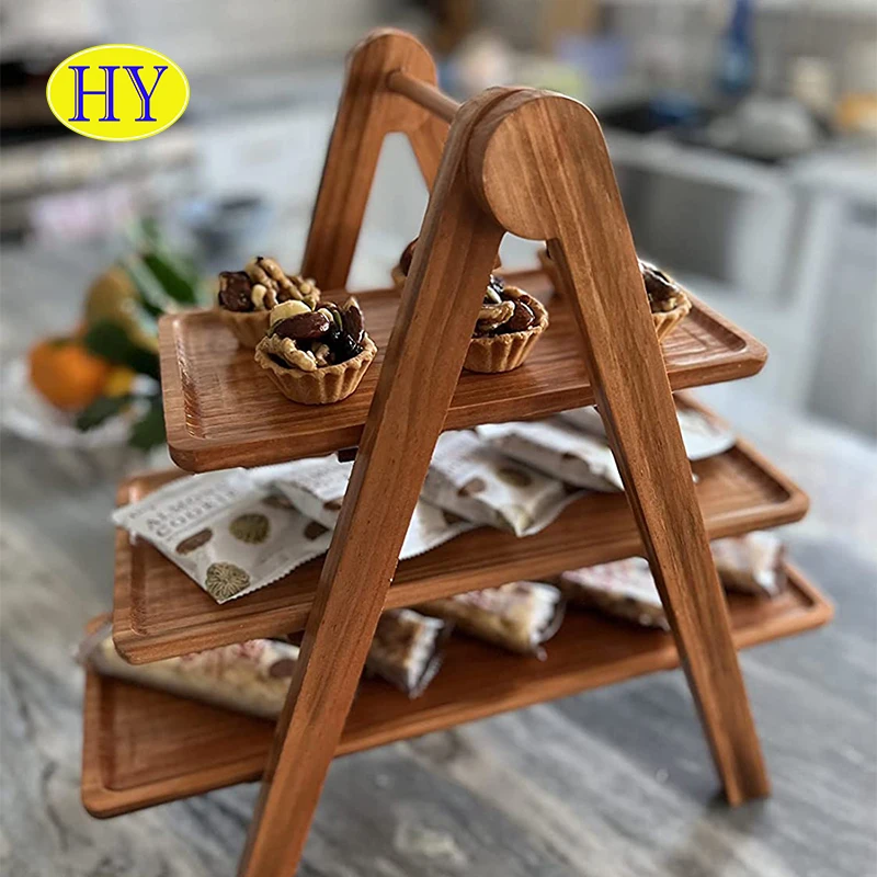 Под любую индивидуальную тематику Charcuterie держатель 3 уровня обслуживания лестница деревянный поднос с