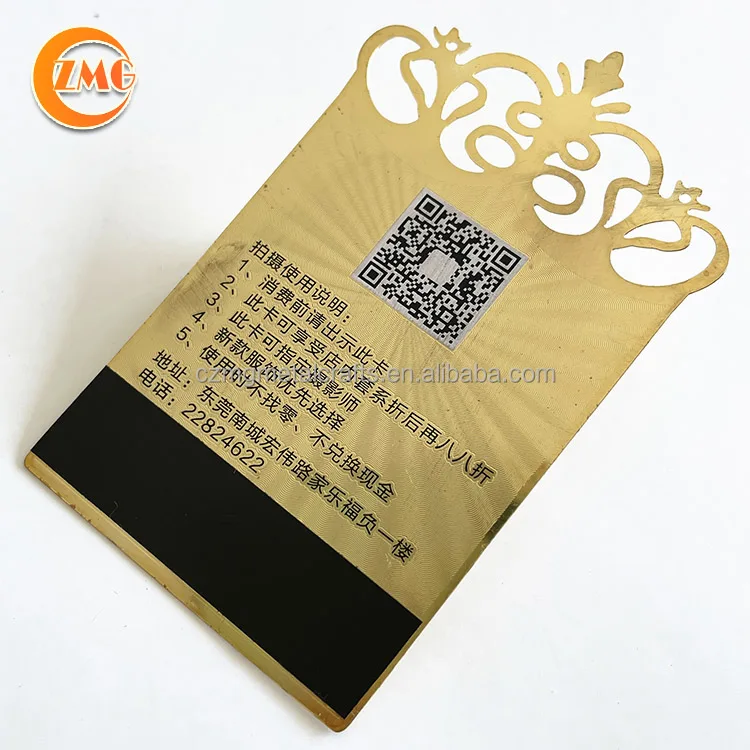 Factory Price logo printed/engraved personalized golden metal VIP Visiting Cards