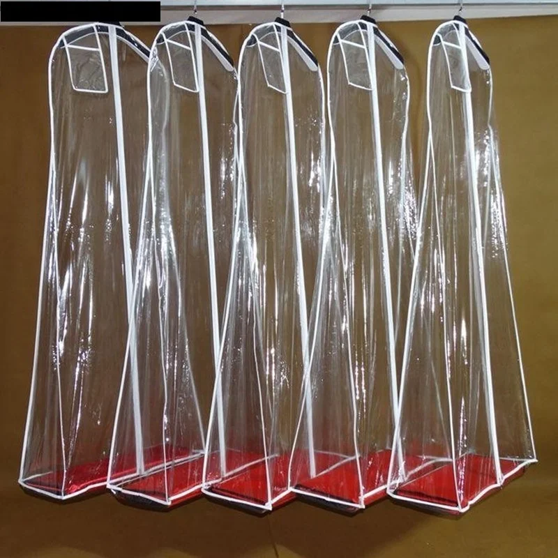 Transparent Waterproof PVC Clothes Storage Garment Bag Solid Cover For Wedding Dress