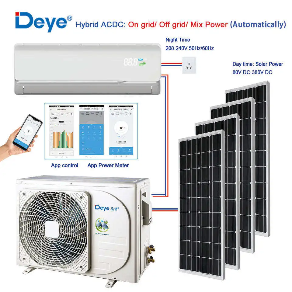Гибридный климатический солнечный кондиционер Deye Dc 12000btu-24000btu
