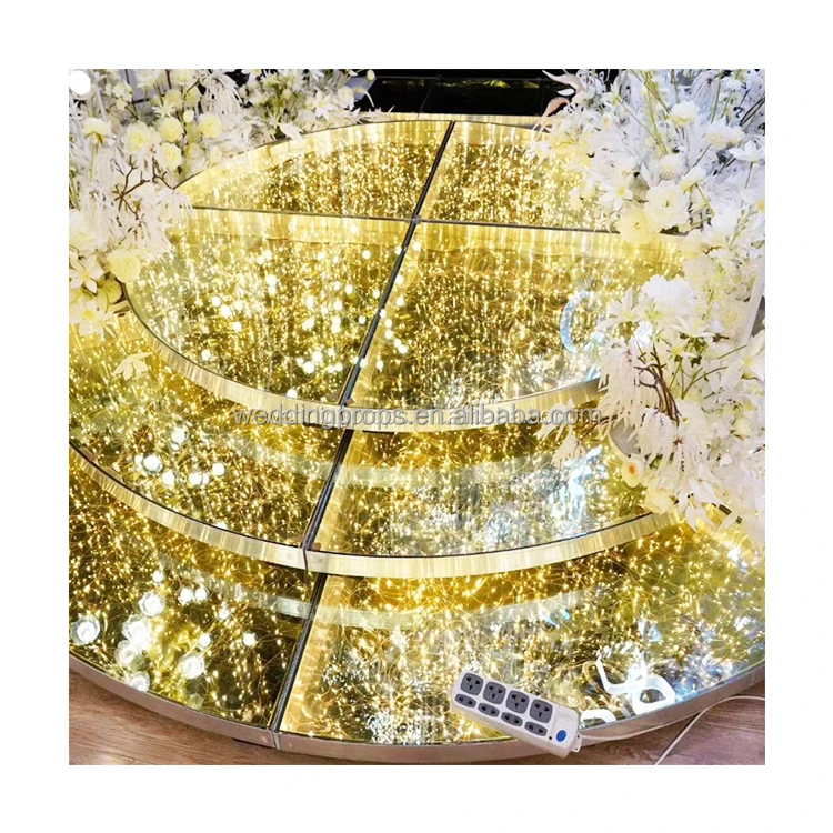 Wedding decor event hall modern circle led dance floor acrylic stage platform