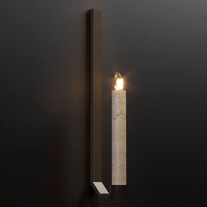 New led modern design flame candle black cave stone candle living room bedroom dining room decorative wall lamp
