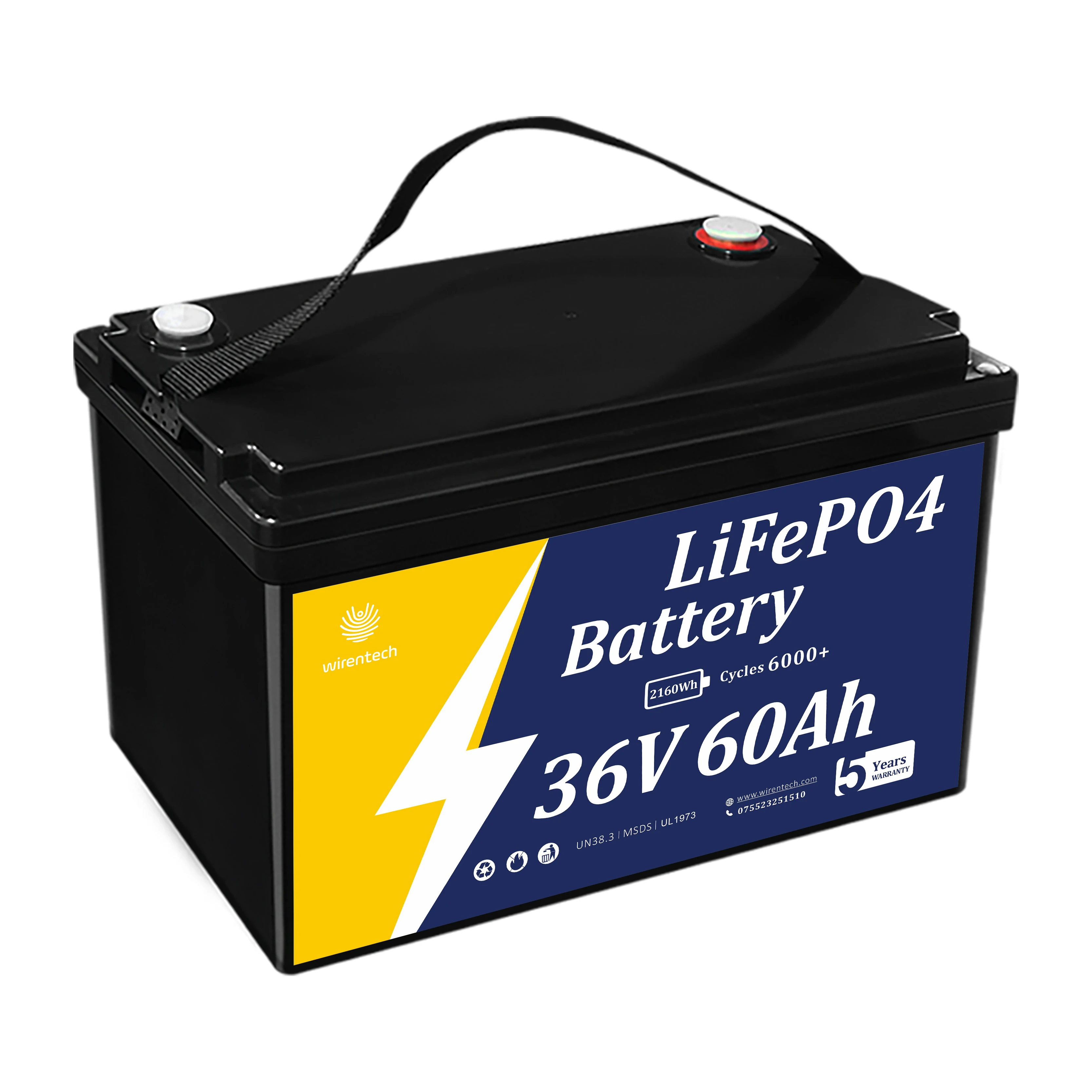 36V 60Ah Rechargeable Deep Cycling Lithium Ion Battery Cranking Starting Power Station Power Bank For Boats/Marine