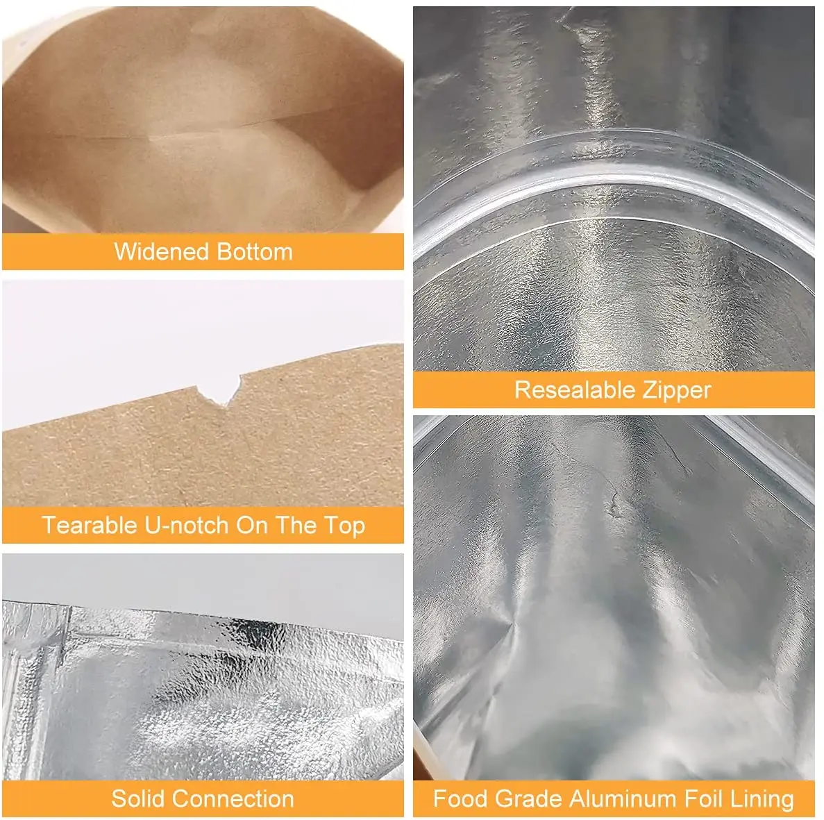 
Custom Printed Tea Aluminum Packaging Kraft Paper Stand Up Heat Sealed Ziplock Mylar Foil Bags 