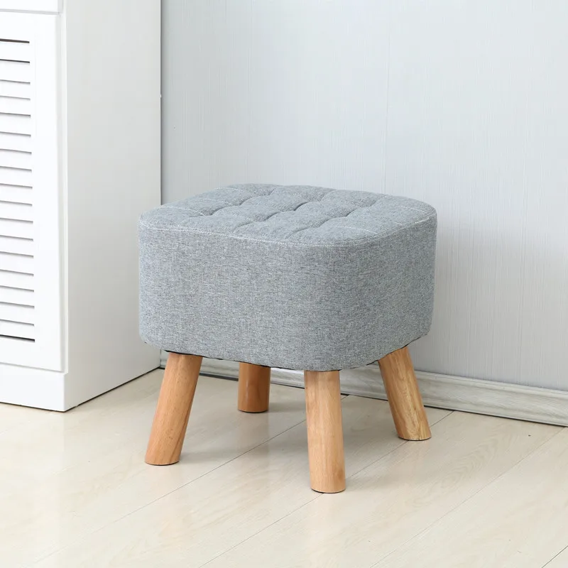 Фабричная оптовая продажа, экономичная скамейка для обуви из чистого хлопка и массива дерева с нескользящим ковриком, табуретки для ног для гостиной