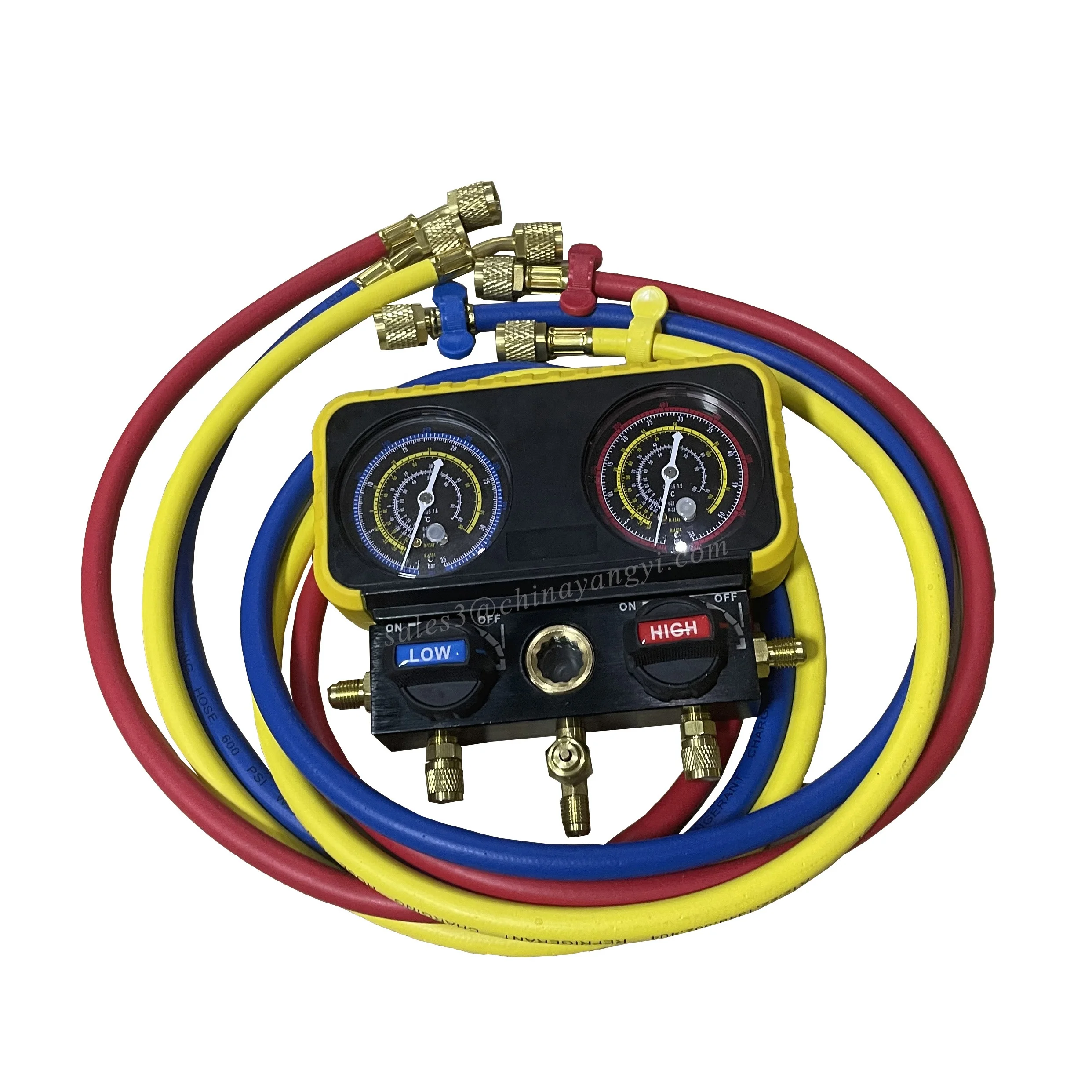 HVAC Ball Valve 2 Way Manifold Gauge Set Pressure Manometer for Refrigeration Air Conditioning Tools R410A R22 R32 800-4000PSI