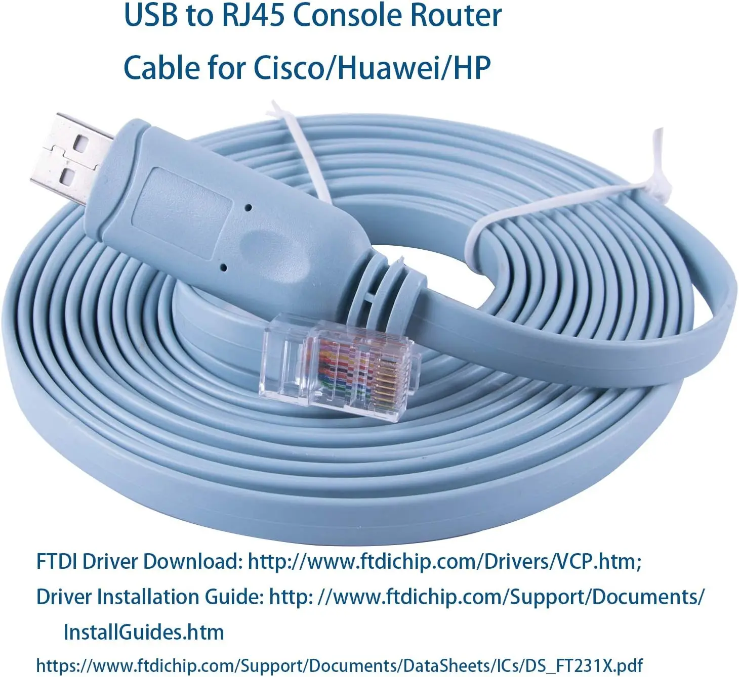 12ft/3.6m Compatible with  Routers Switches and Firewall ,USB to RJ45 RS232 Console Cable