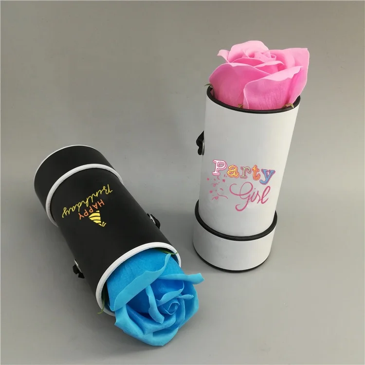 Paper single rose gift box round shape mini flower boxes cardboard box custom logo