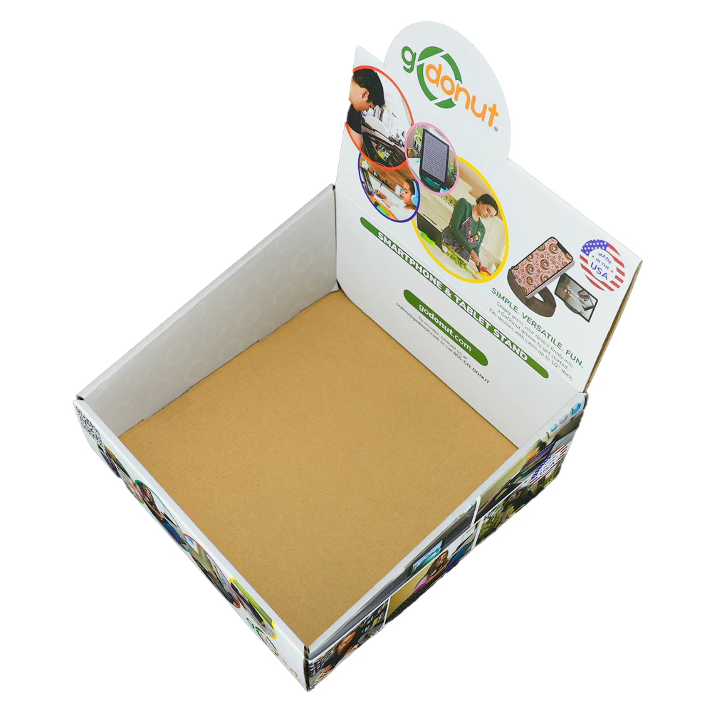 Retail Small Corrugated Cardboard Counter Top Display PDQ Box Advertising Counter Top Cardboard Display Box Paper Box JC CN GUA