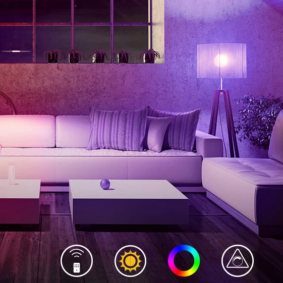 
HOMIFINE Color Changing Light Dimmable Screw Base E26 E27 Mood Flood Light RGB LED Light Bulb with Remote Control 