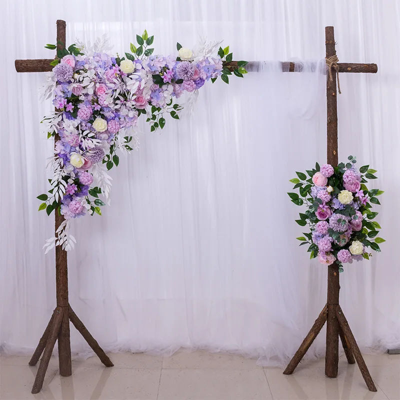 O-X738 Wedding Home Party Decor Floral Triangle Flower Stand Swag Stage Backdrop Silk Arch flower Runner for wedding decoration