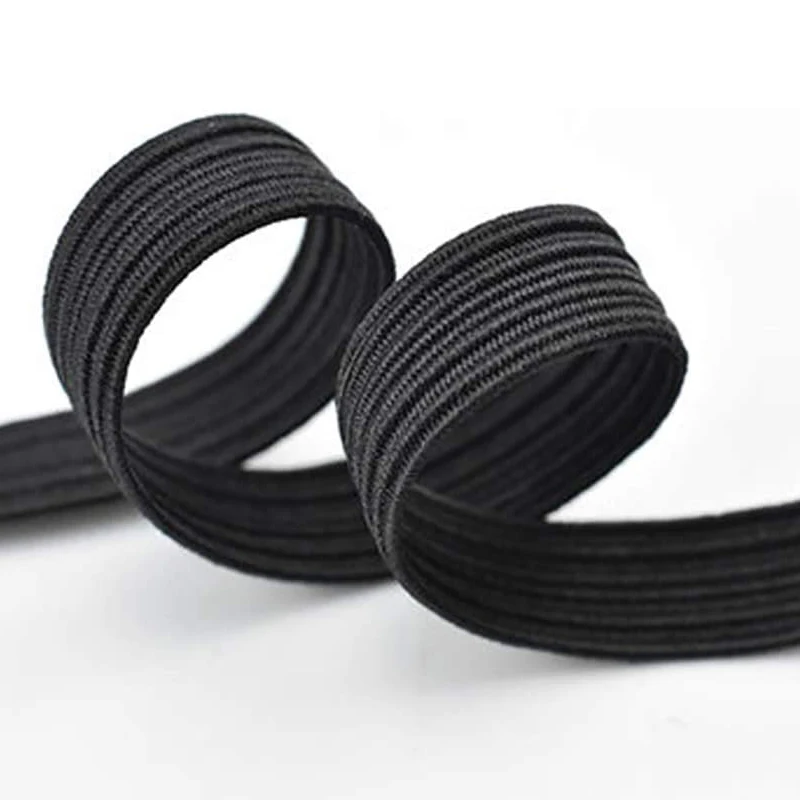 High Elastic Spool Black/White 10mm Woven Ribbon Knitted Elastic Rope Flat Elastic Band