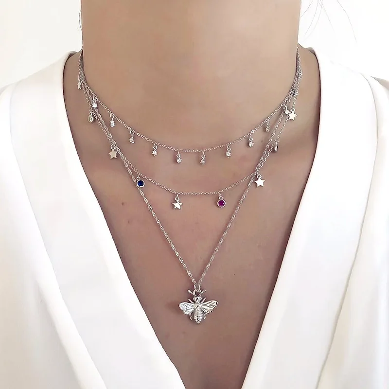 Hot Sale 18K Gold Plated Stainless Steel Star Necklace Vintage Fashion Jewelry for Unisex Hot Sale Quartz Chain Necklace