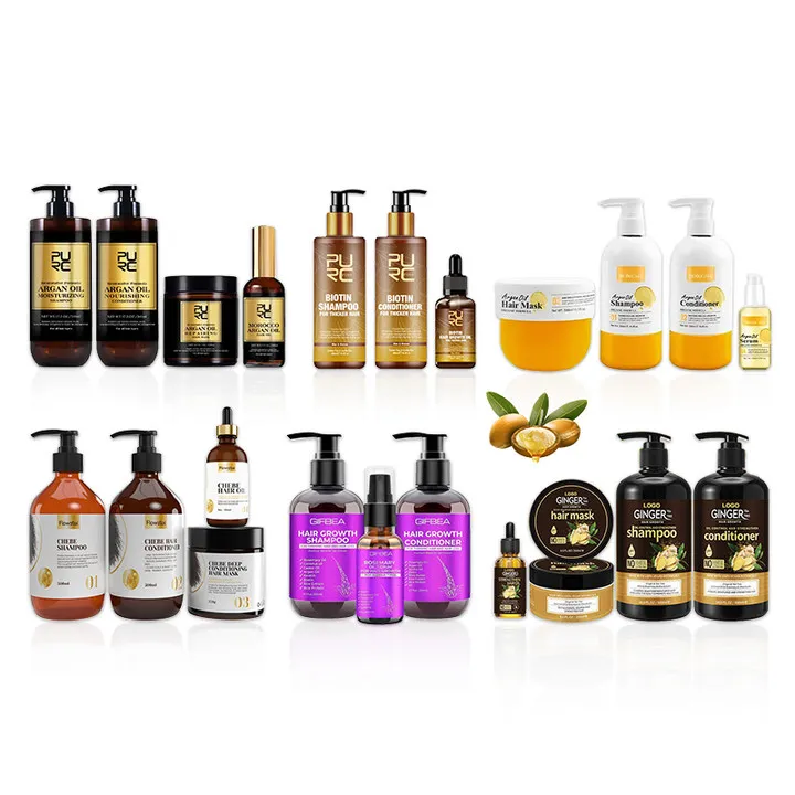 New PURC Natural Organic Protect Hair Color Biotin Argan Oil Hair Care Growth Shampoo And Conditioner Set Kit for Women Men