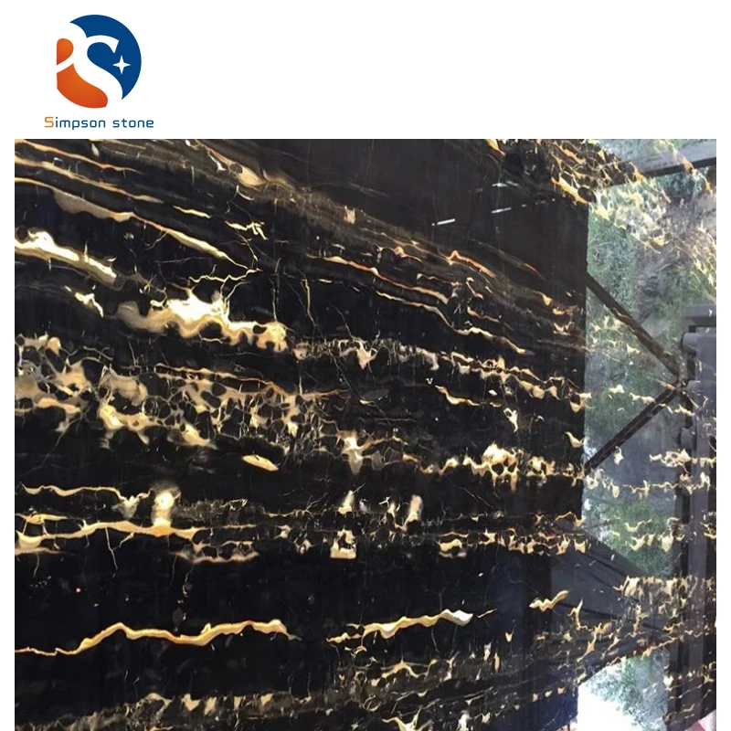 Excellent Choice Italy Golden Flower Portoro Marble Price cheap black  Gold  For Interior Decoration slab