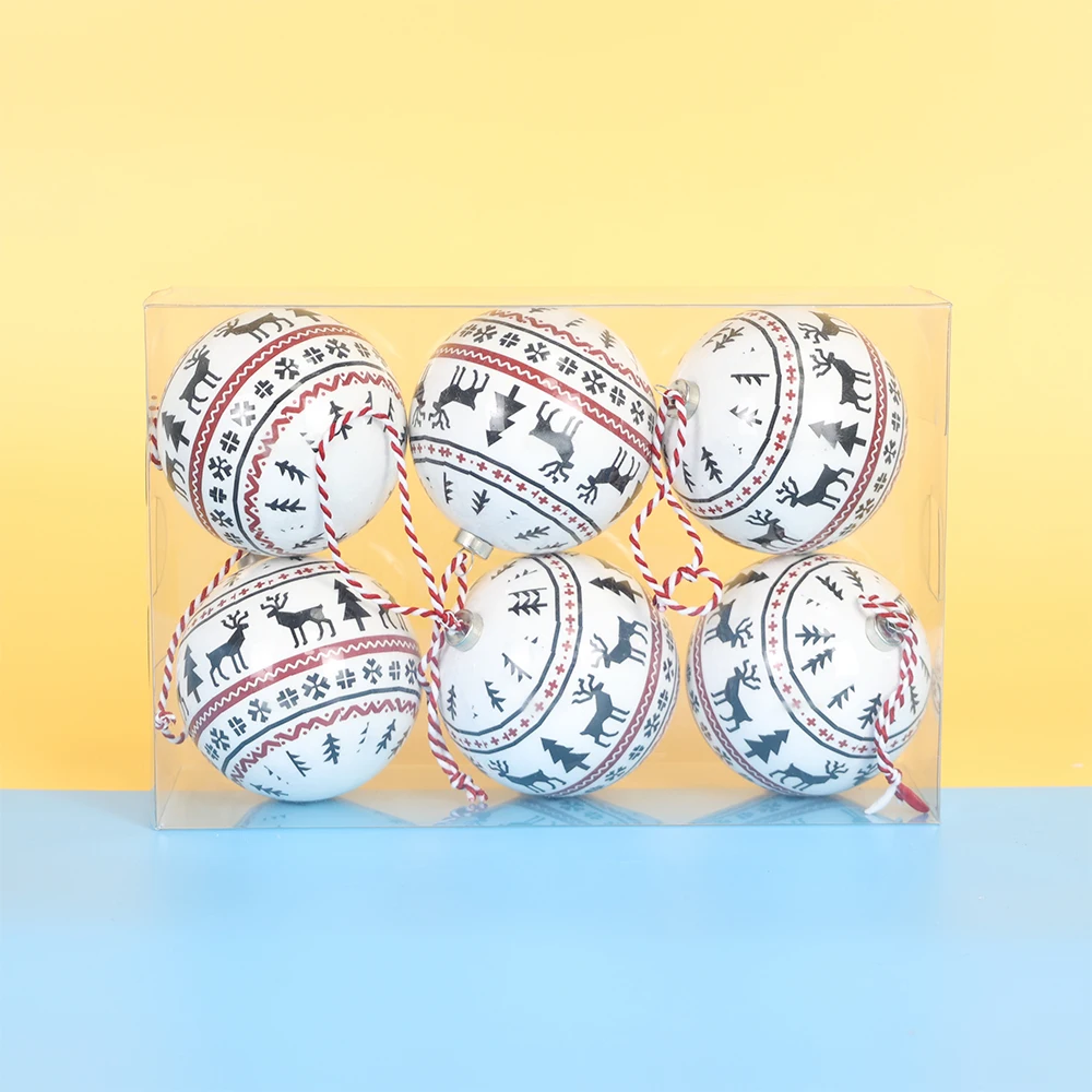 Shatterproof Foam Christmas Balls Sets Cute Elk Pattern New Style Customized Christmas Ornaments For Christmas Decoration