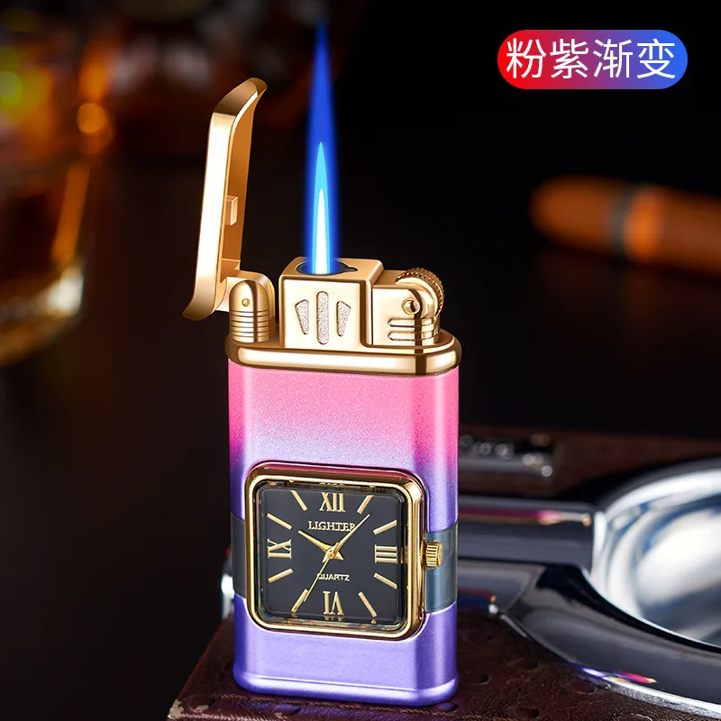 dual flame gun lighter lighter watch gas lighter with transparent gas tank manufacturer