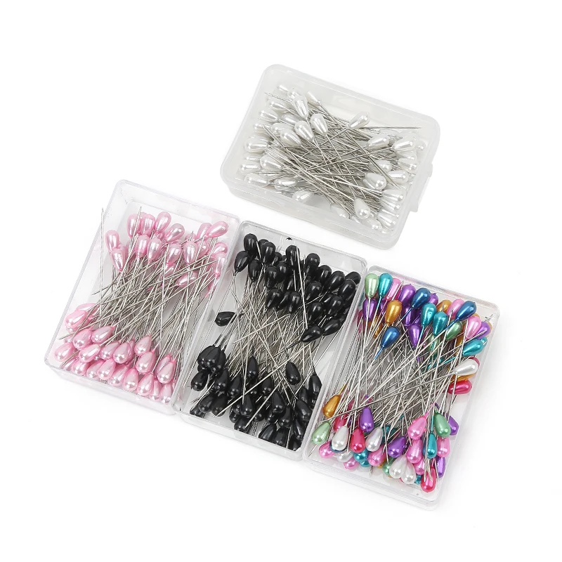 JP Sewing Aid Needle Round Head Straight Sewing Pins Rainbow Color Boxed Pear Shape Pearl Pins
