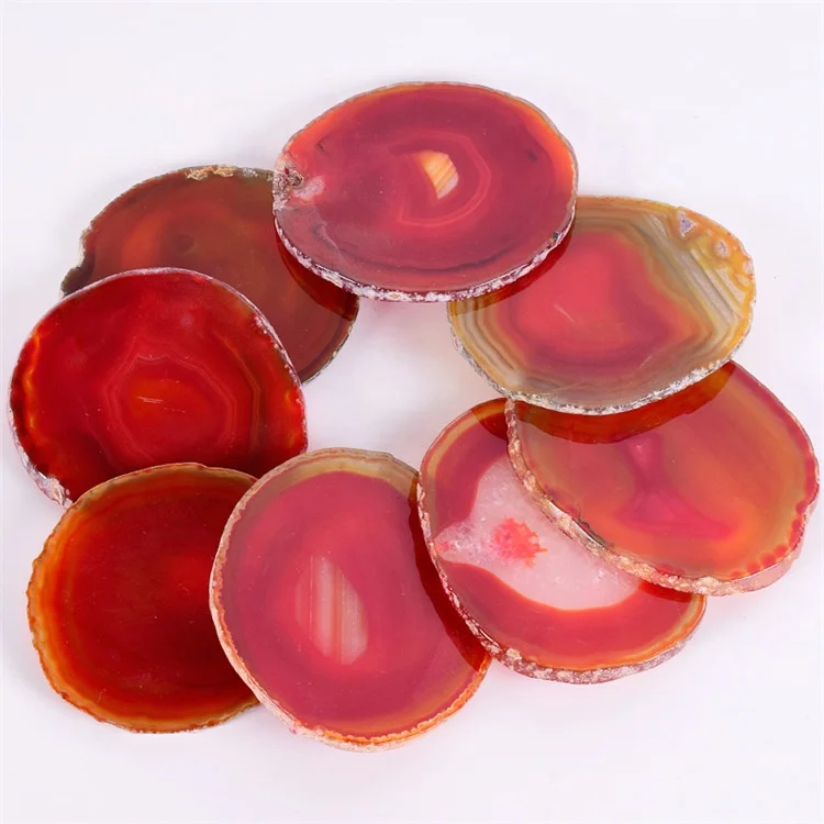 Wholesale Natural Slate Coaster Slices Stone Agate Coaster Set Cup Coaster Dye Agate Slice